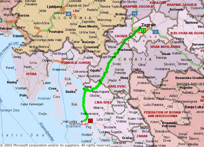 karta zagreba udaljenost Otok Pag   Apartmani, sobe, hoteli, privatni smještaj :: Auto karte karta zagreba udaljenost